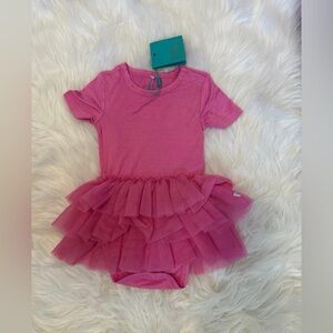 NWT HTF Posh Peanut Barbie Cruisin Solid Pink Tulle Onesie 12-18 Months